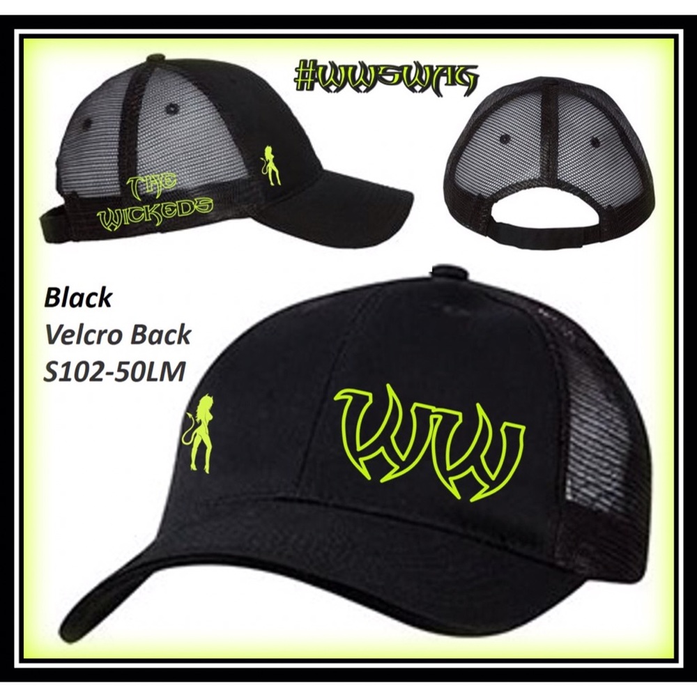 Trucker Sandwich Bill Hat Velcroback-Black/Lime